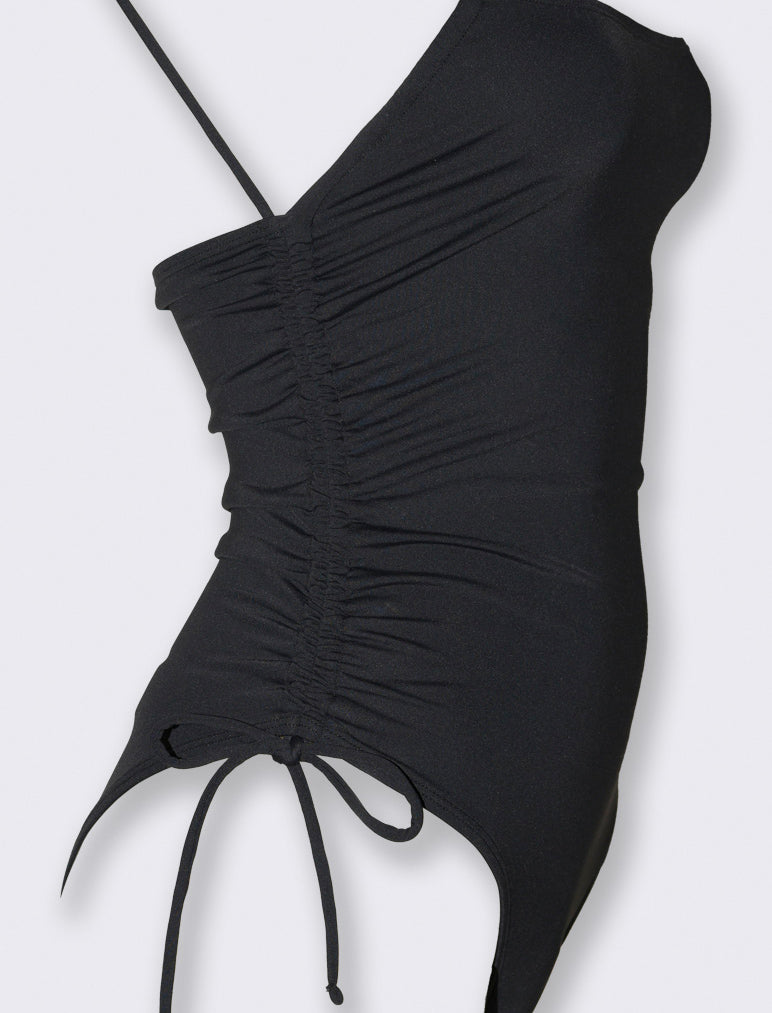 Costume mare donna intero con laccetti - Nero