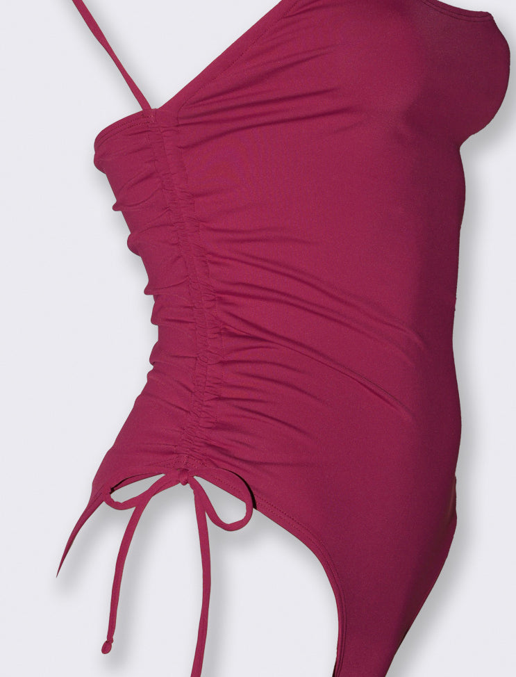 Costume mare donna intero con laccetti - Lampone