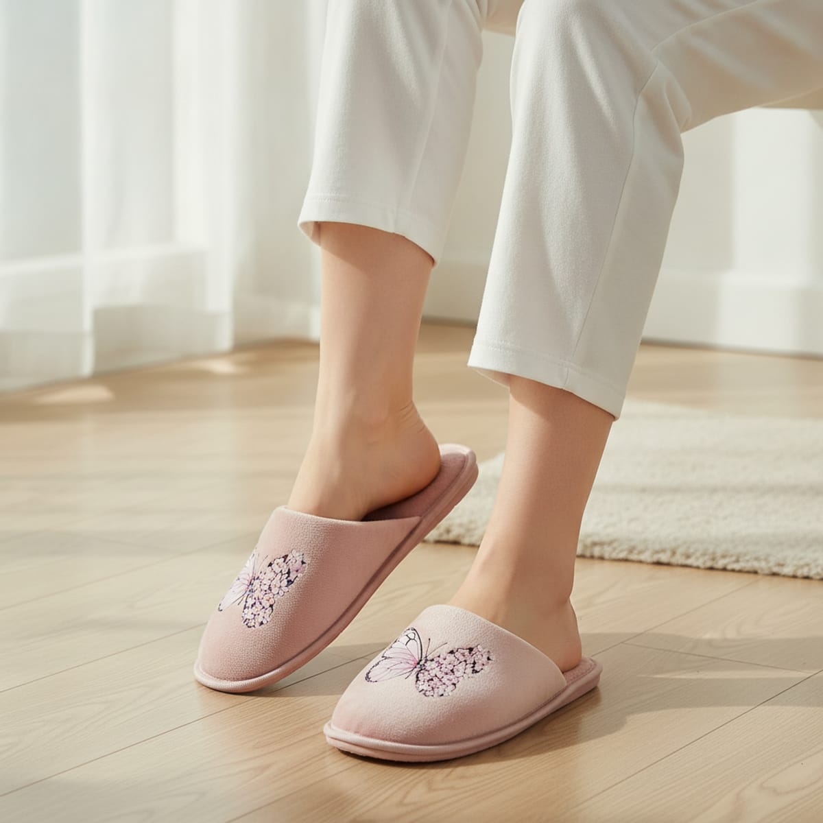 Butterfly print slipper - Pink