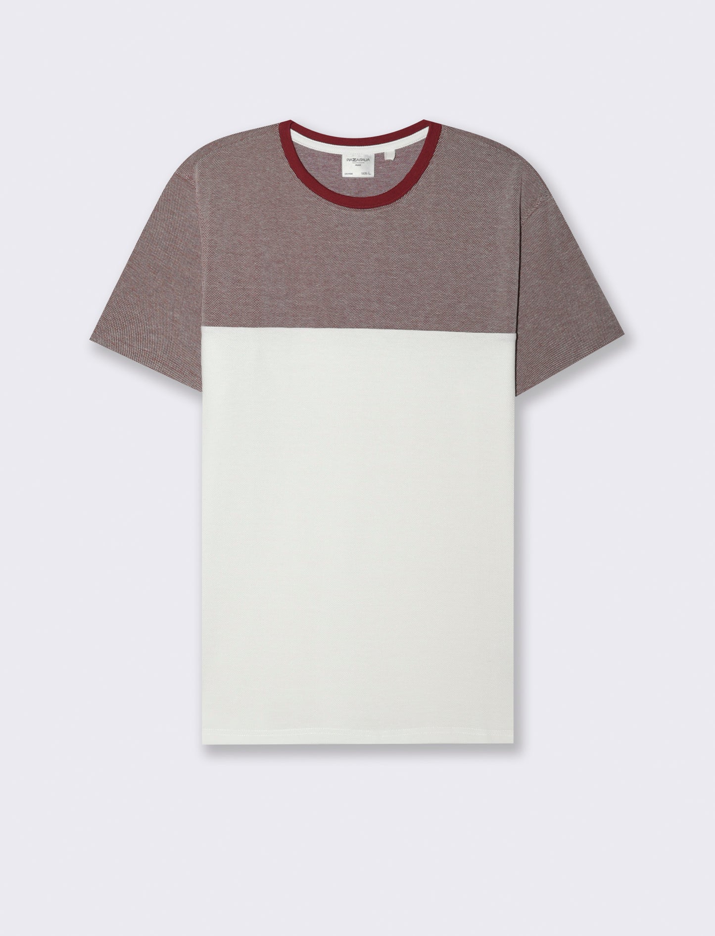 T-shirt in piquet bicolore da uomo - Bordeaux