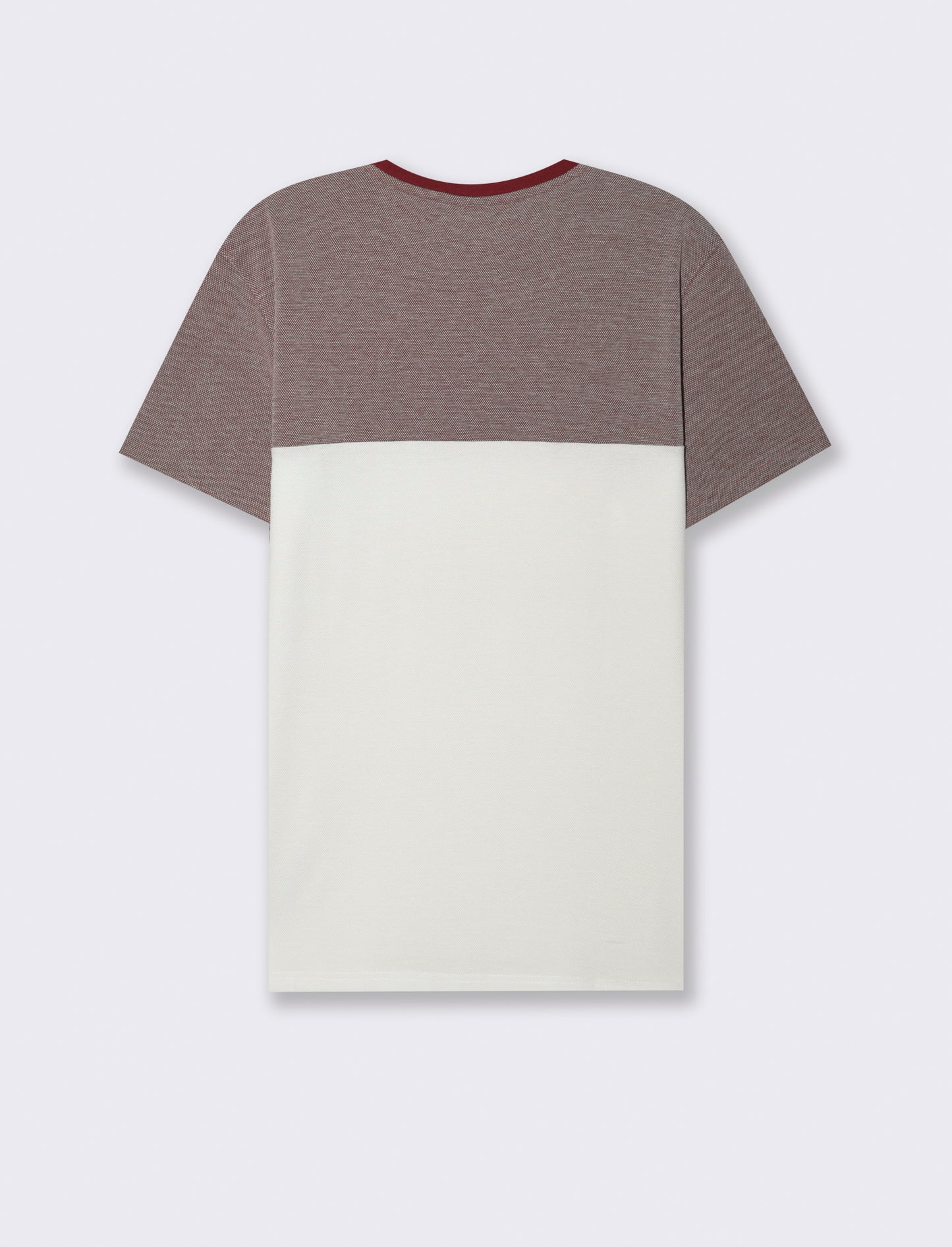 T-shirt in piquet bicolore da uomo - Bordeaux