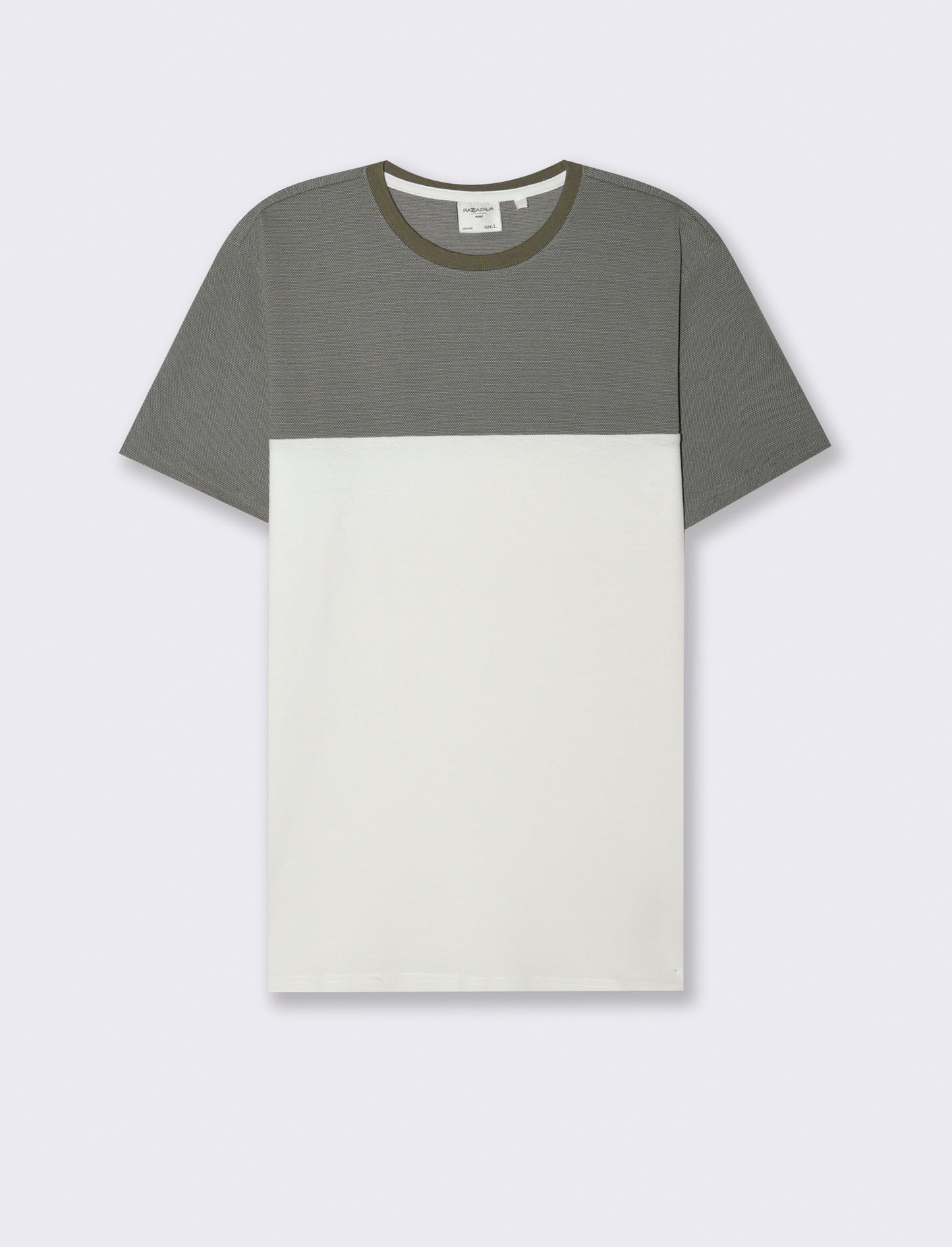T-shirt in piquet bicolore da uomo - Verde kaki