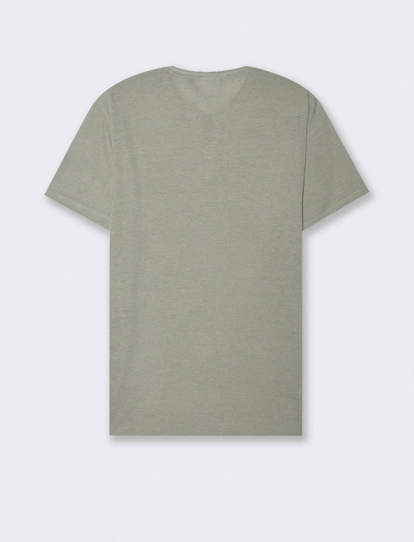 T-shirt serafino struttura misto lino da uomo - Verde