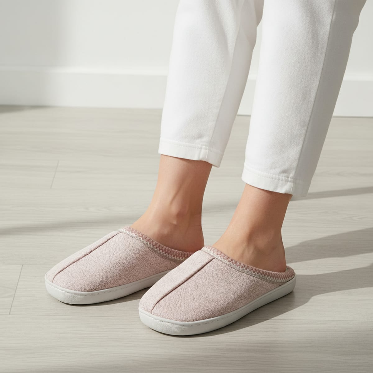 Fabric slipper with high sole - Pink