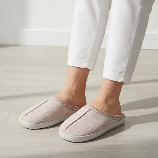 Pantofola da in tessuto con suola alta - Rosa