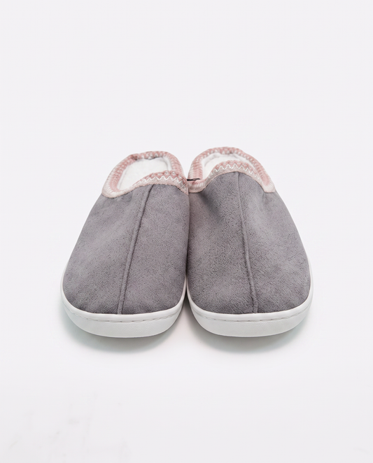 Pantofola da in tessuto con suola alta - Grigio