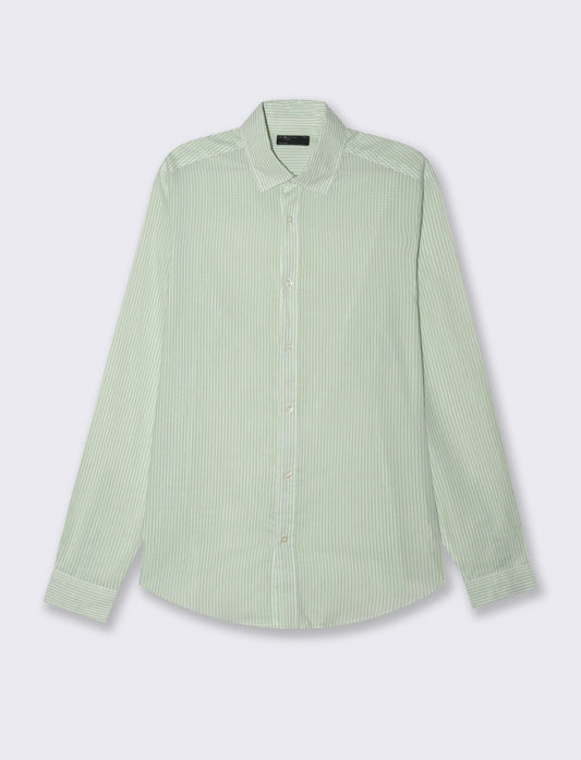 Camicia leggera a righe da uomo - Verde
