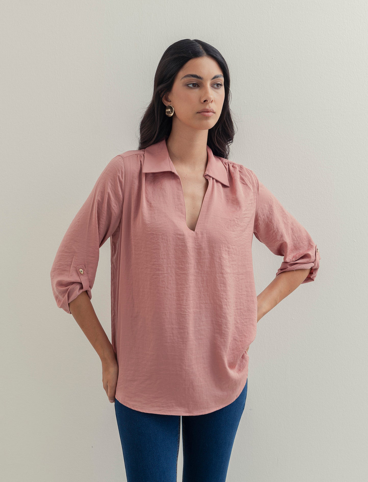 CASACCA CON MANICA A 3/4 - Rosa polvere