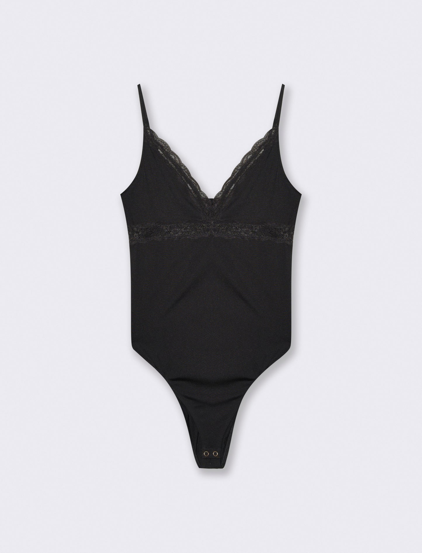 BODY CON INSIERTI IN PIZZO - Nero