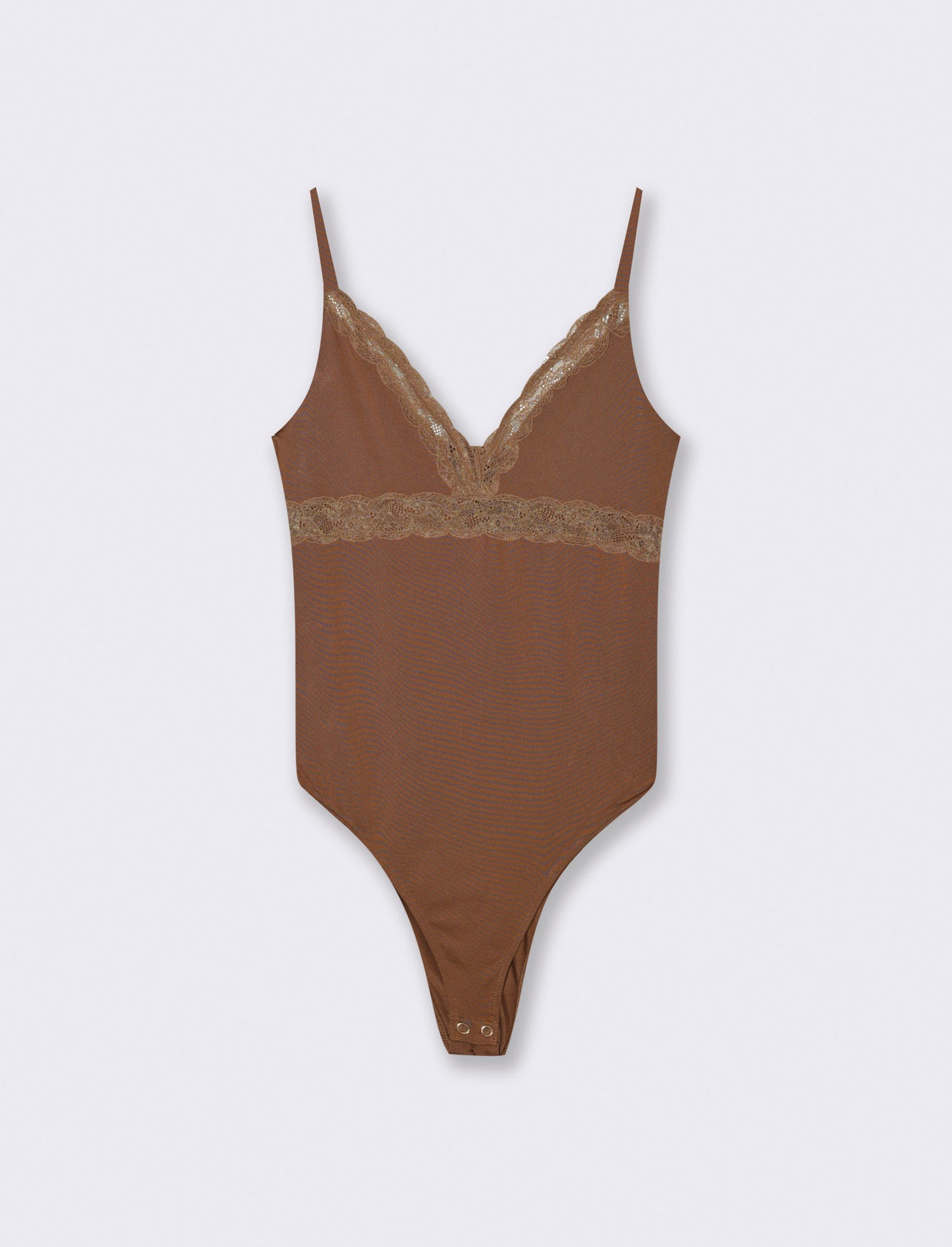 BODY CON INSIERTI IN PIZZO - Marrone tabacco