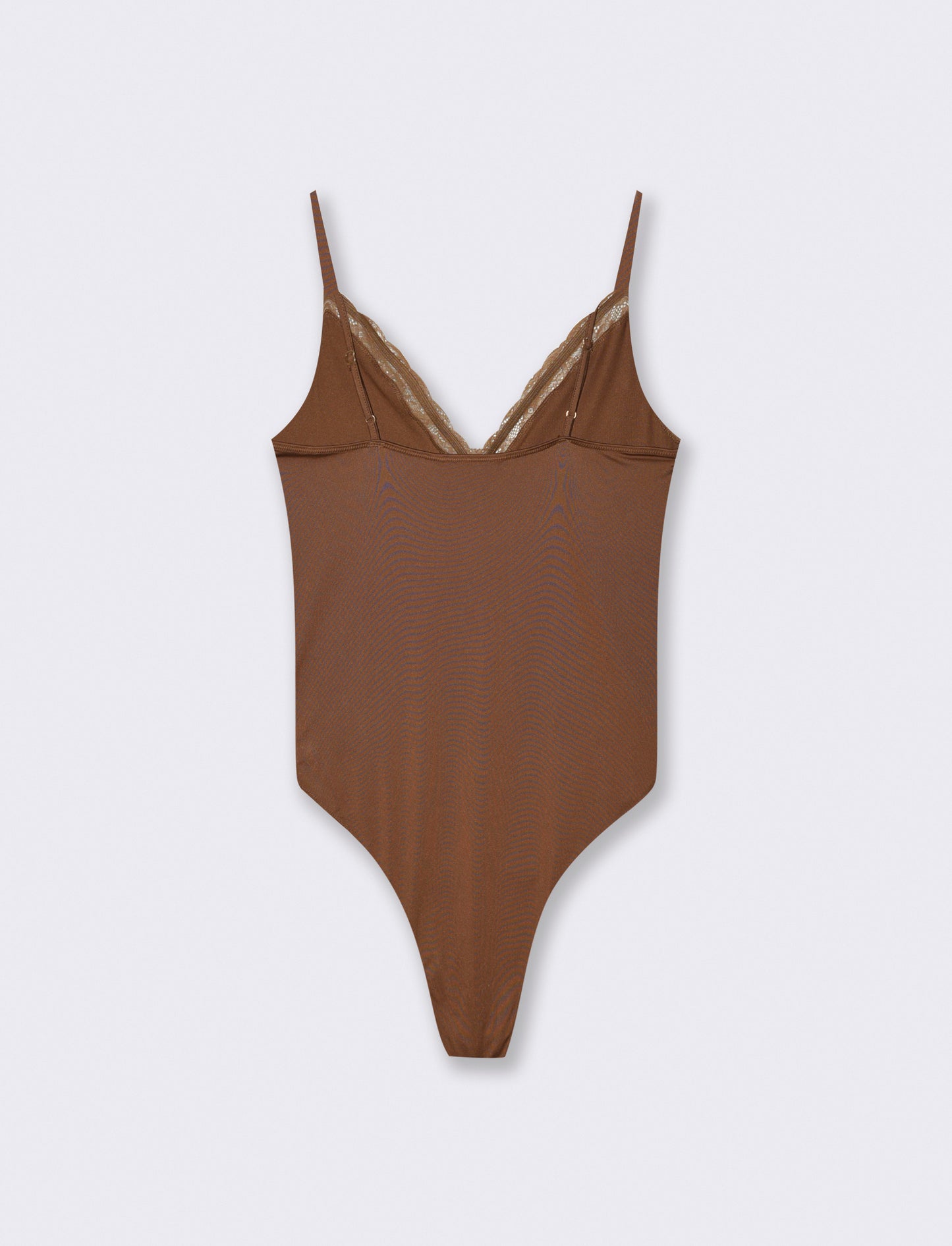 BODY CON INSIERTI IN PIZZO - Marrone tabacco