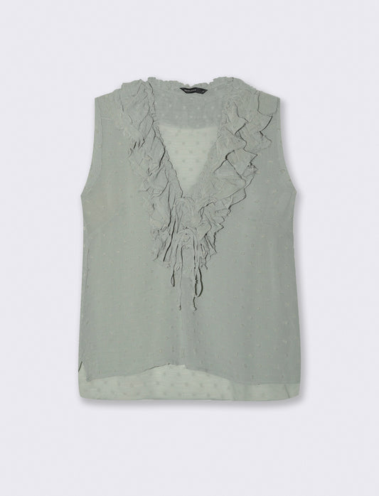 TOP CON ROUCHES - Verde foresta
