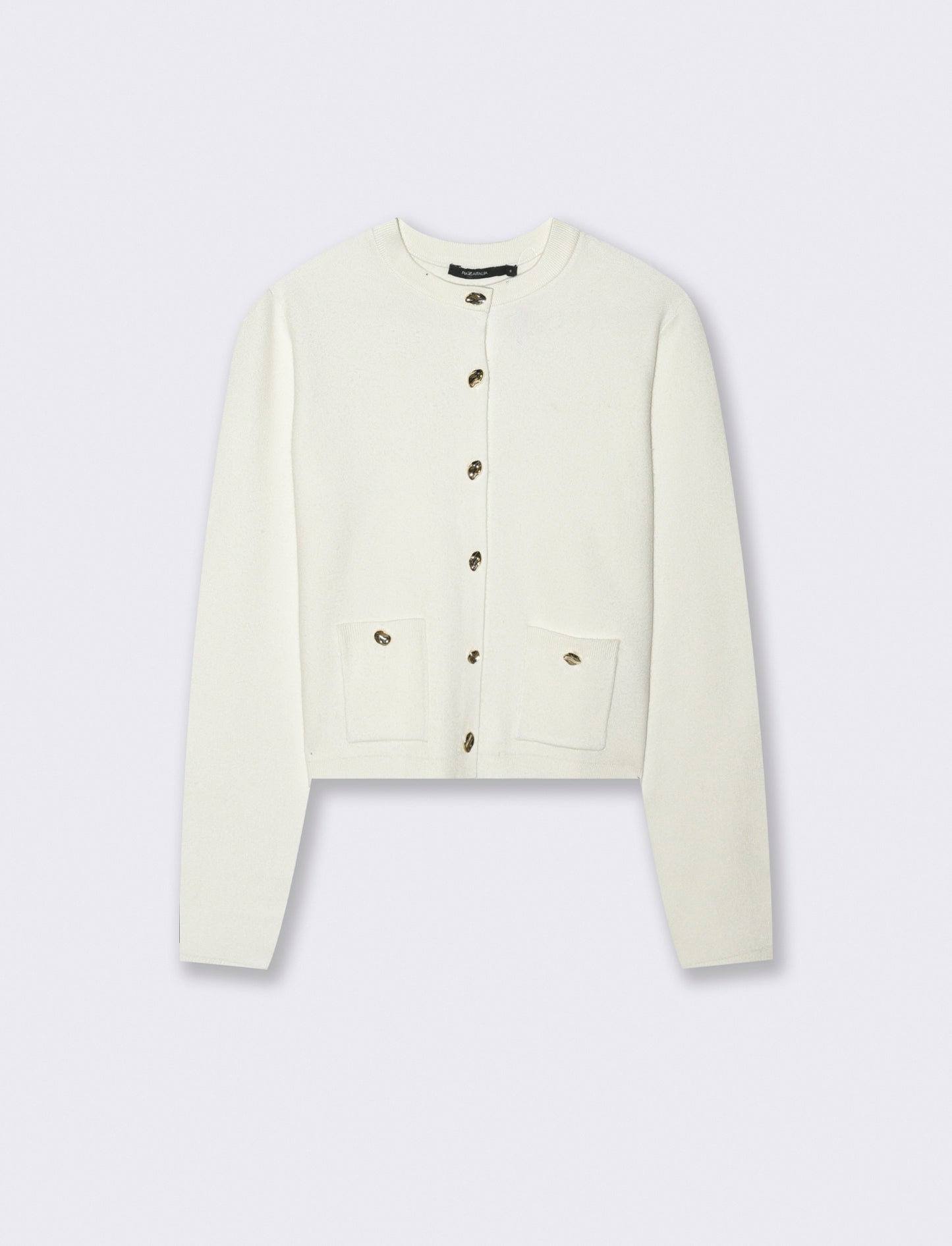 MAGLIA CARDIGAN CORTO CON TASCHE - Avorio