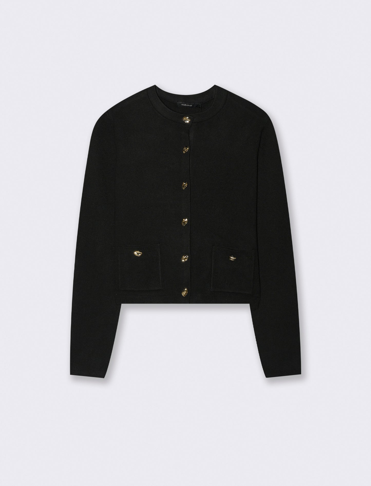 MAGLIA CARDIGAN CORTO CON TASCHE - Nero
