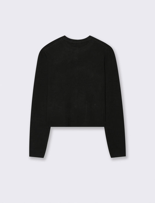 MAGLIA CARDIGAN CORTO CON TASCHE - Nero