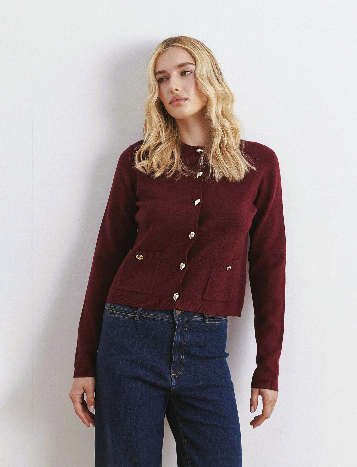 MAGLIA CARDIGAN CORTO CON TASCHE - Vinaccia