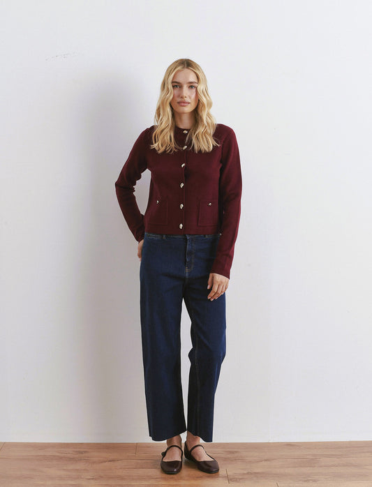 MAGLIA CARDIGAN CORTO CON TASCHE - Vinaccia