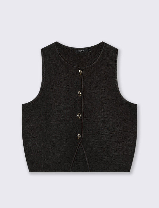GILET CON BOTTONI GIOIELLO - Nero