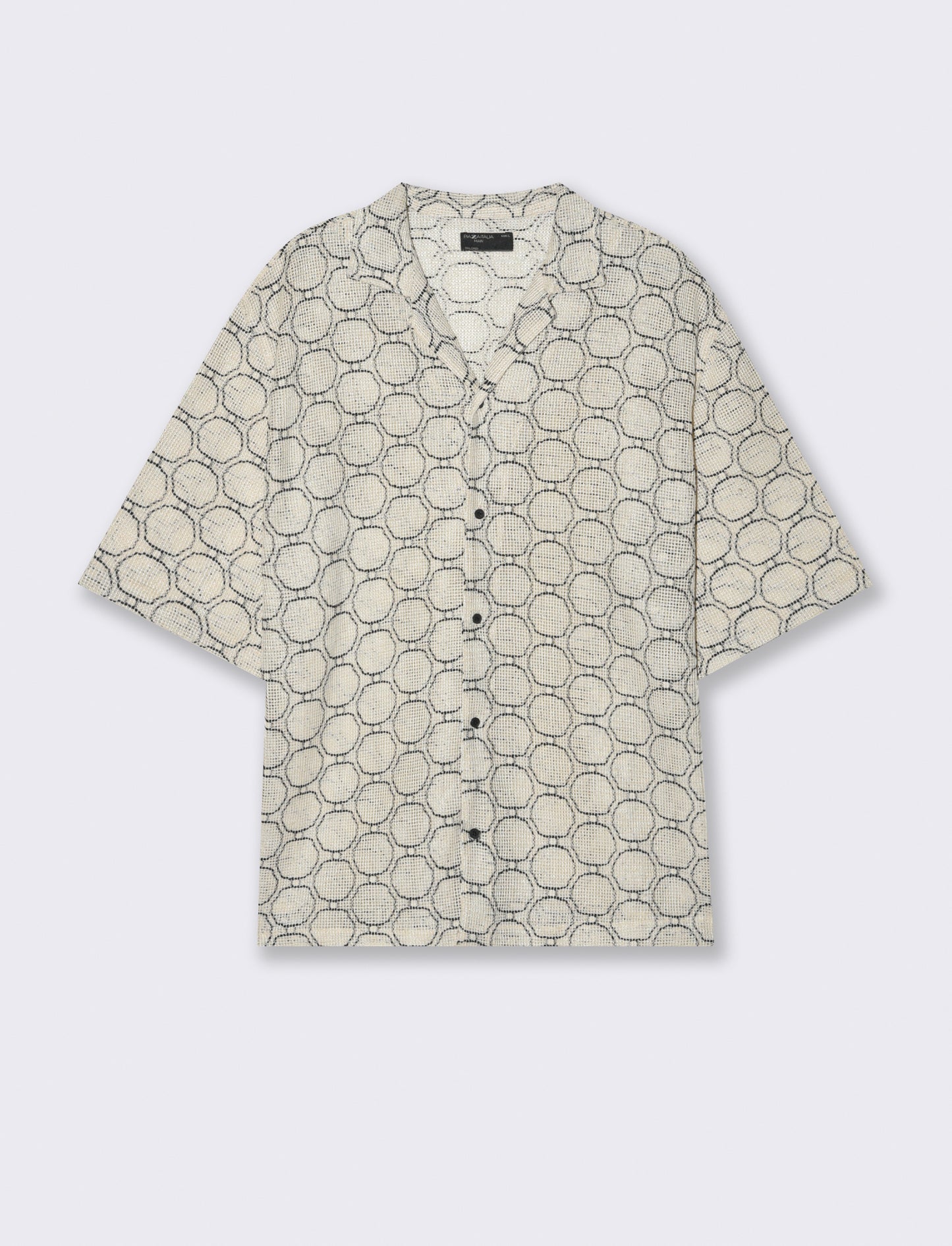 Camicia crochet fantasia astratta da uomo - Bianco