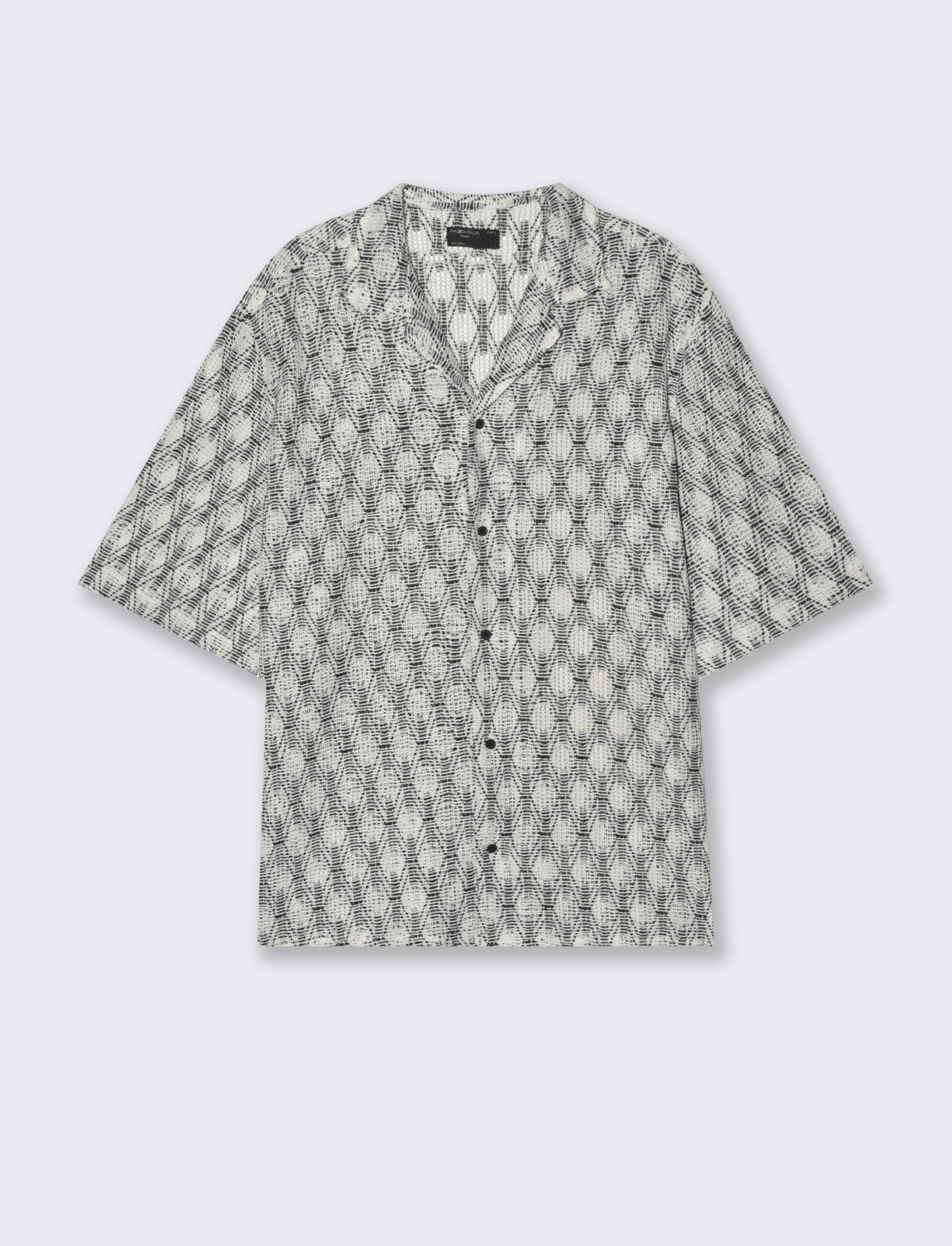Man's abstract pattern crochet shirt - Black