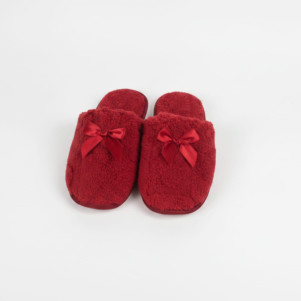 Pantofola da con fiocco furry - Bordeaux