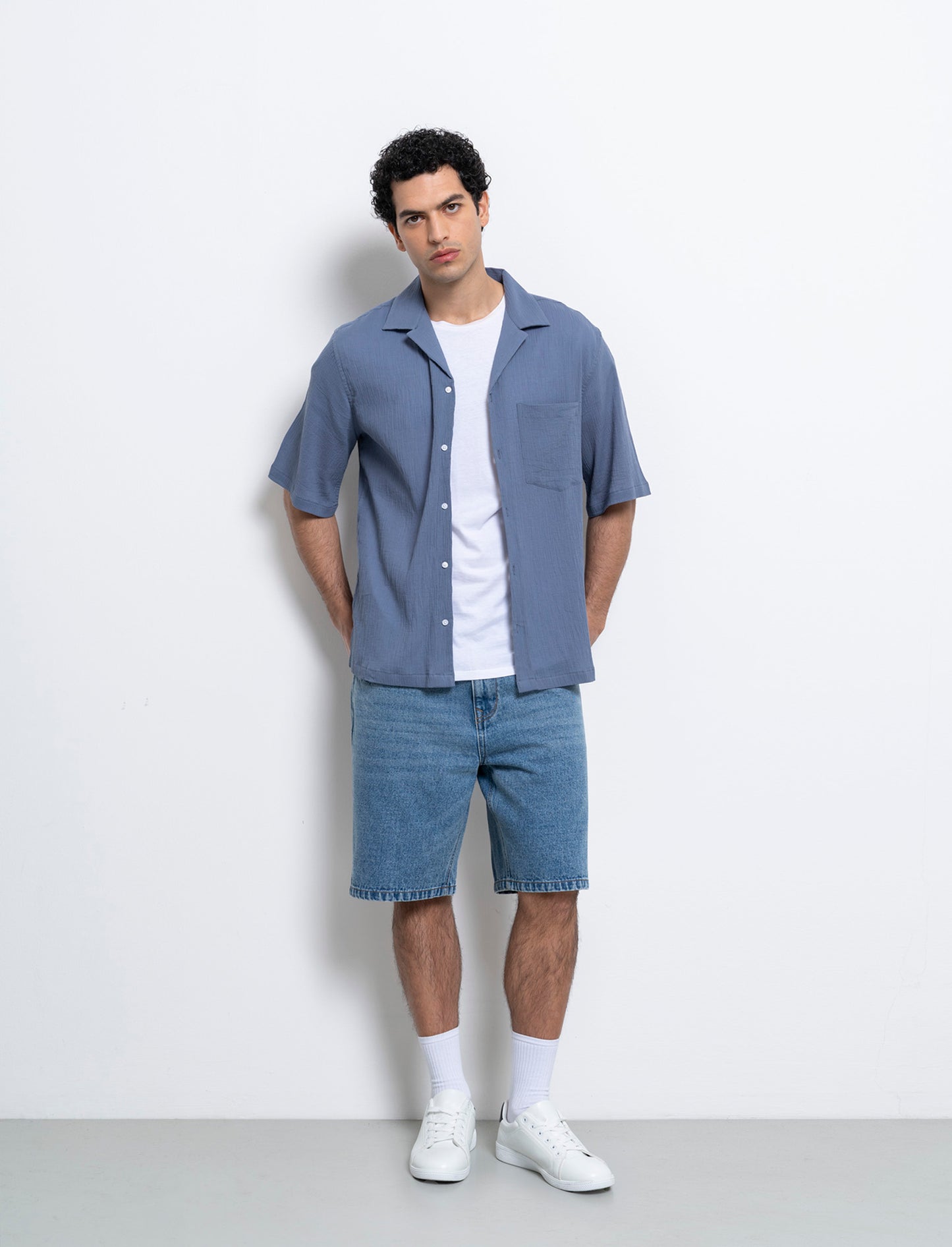 Camicia in cotone strutturato da uomo - CARTA DA ZUCCHERO