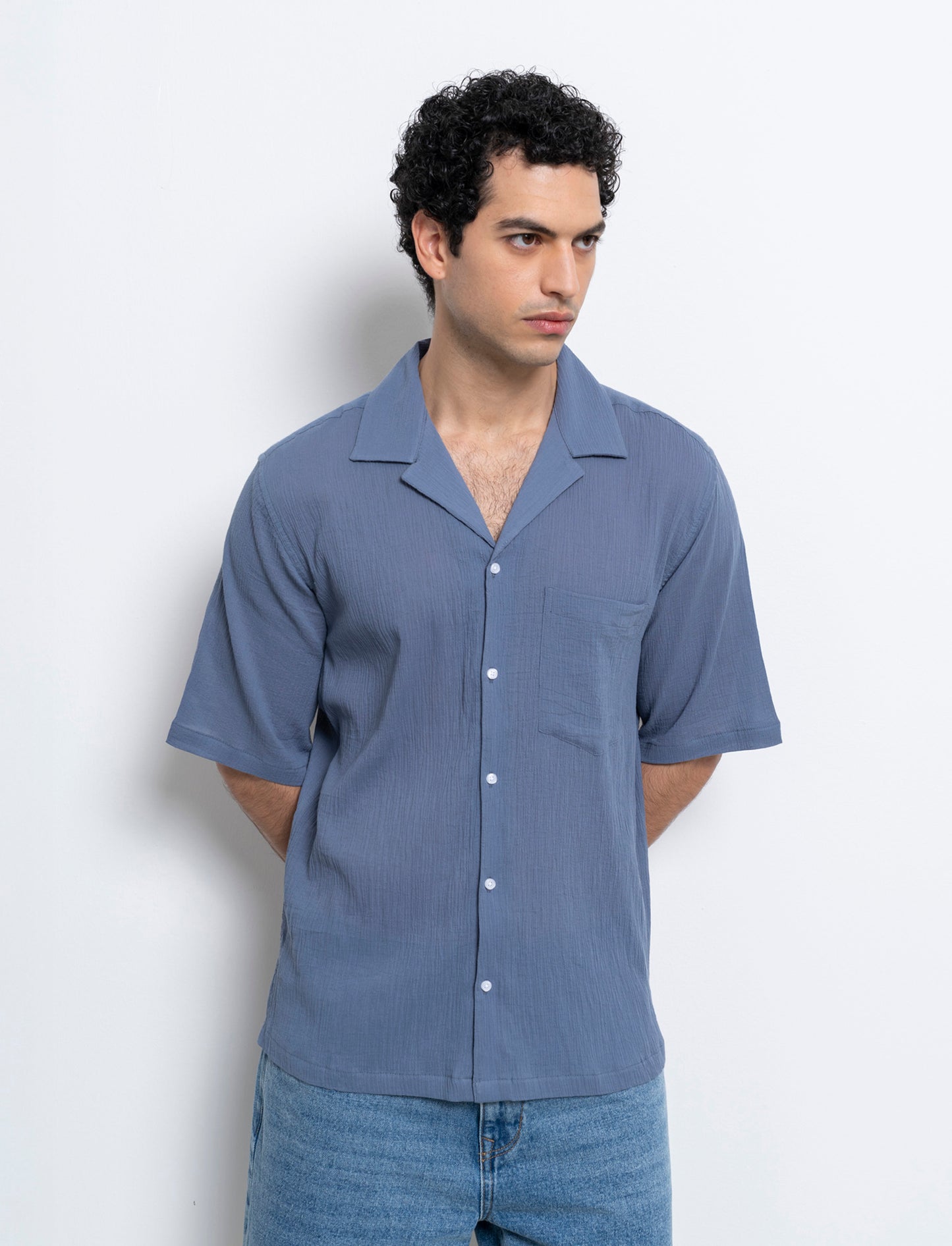 Camicia in cotone strutturato da uomo - CARTA DA ZUCCHERO