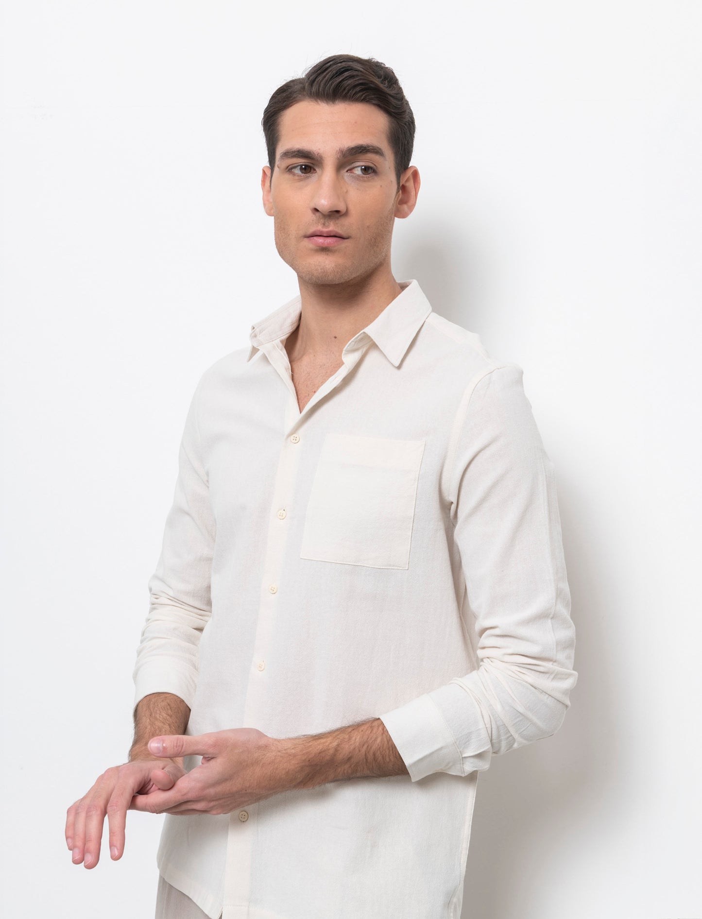 Camicia in cotone comfort da uomo - Beige ecru