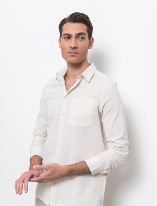 Camicia in cotone comfort da uomo - Beige ecru