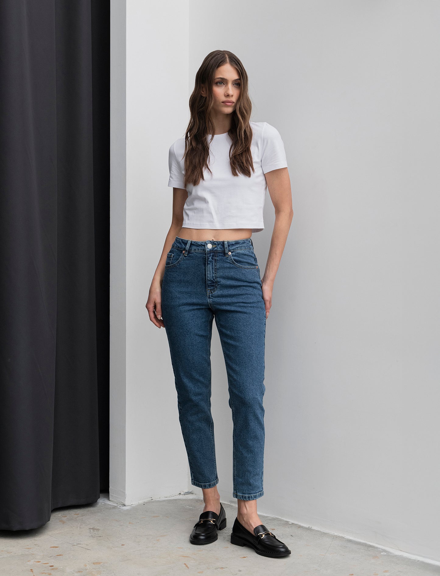 JEANS MOM FIT SLIM - DENIM SCURO
