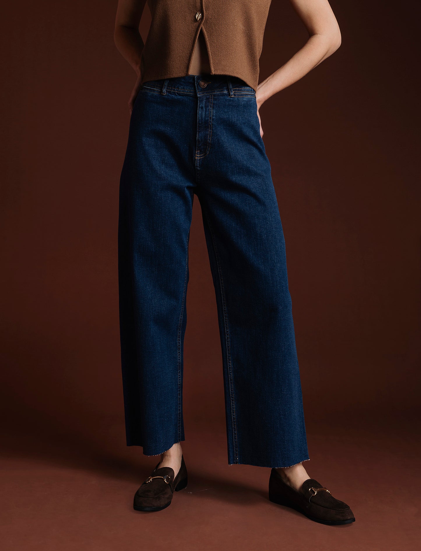 PANTALONE CROP - DENIM SCURO