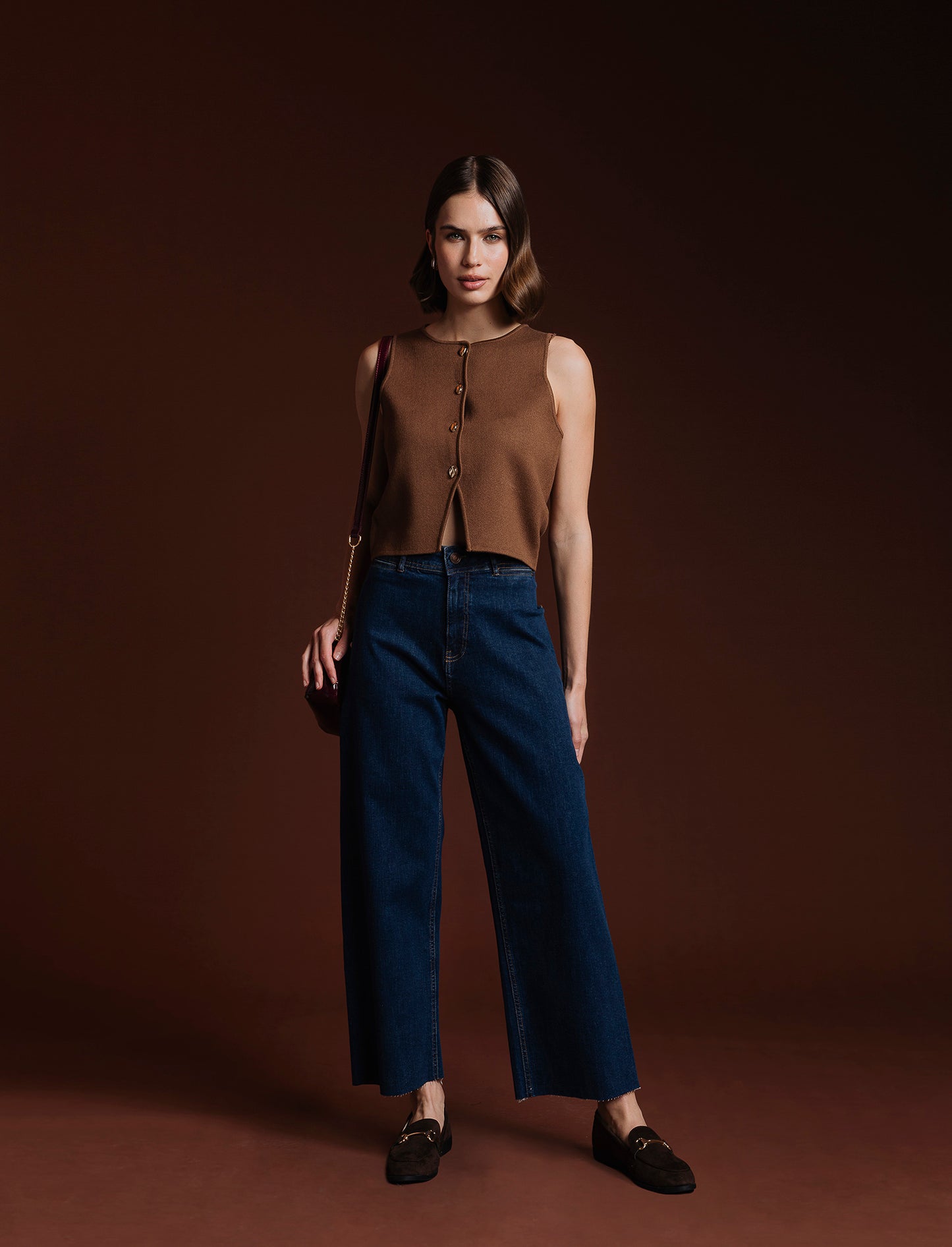 PANTALONE CROP - DENIM SCURO