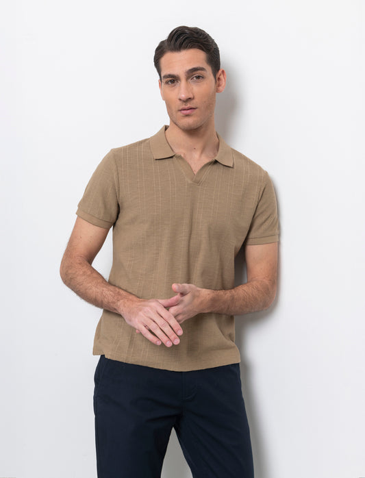 Polo in maglia jacquard da uomo - Grigio tortora