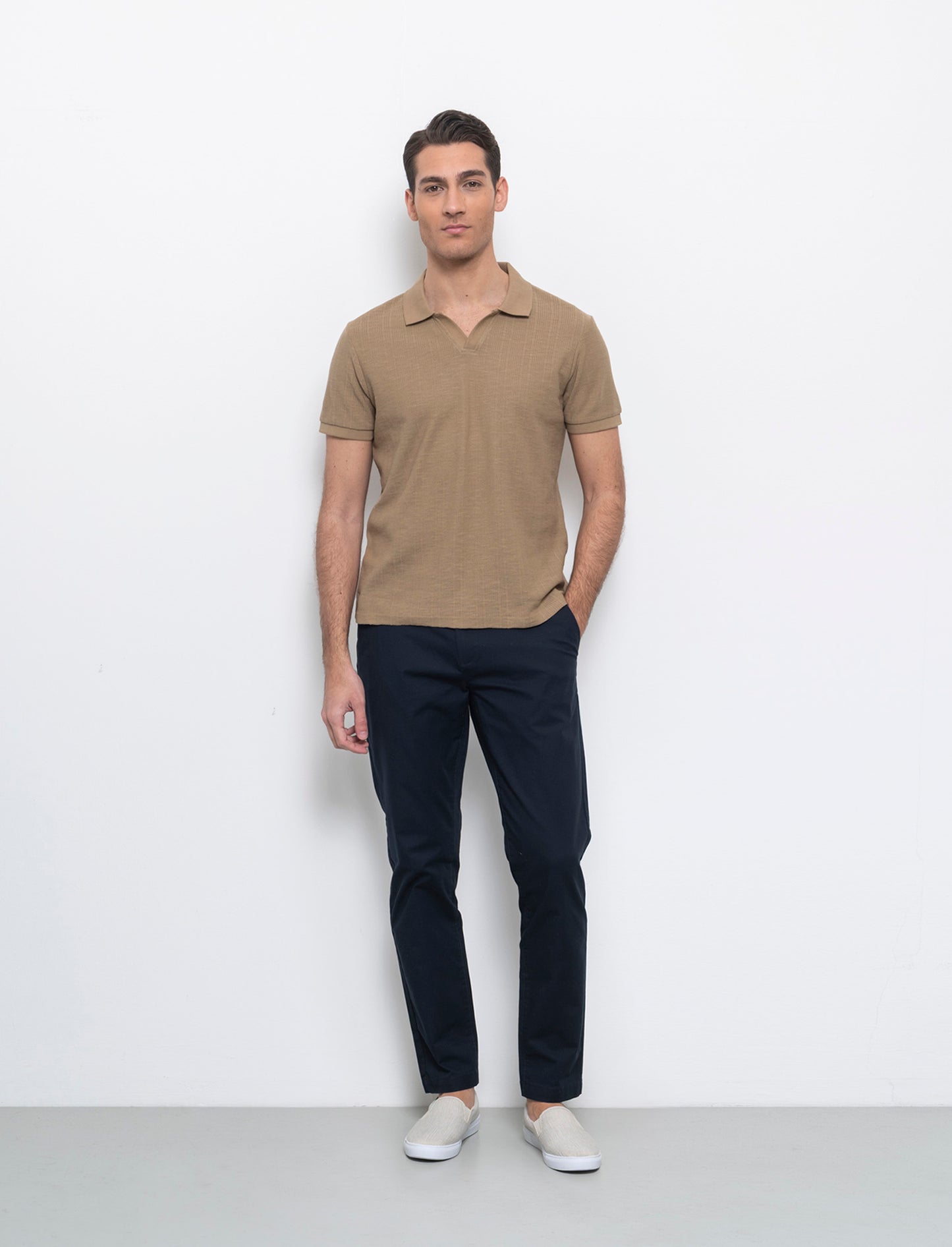 Man's jacquard knit polo shirt - Grey
