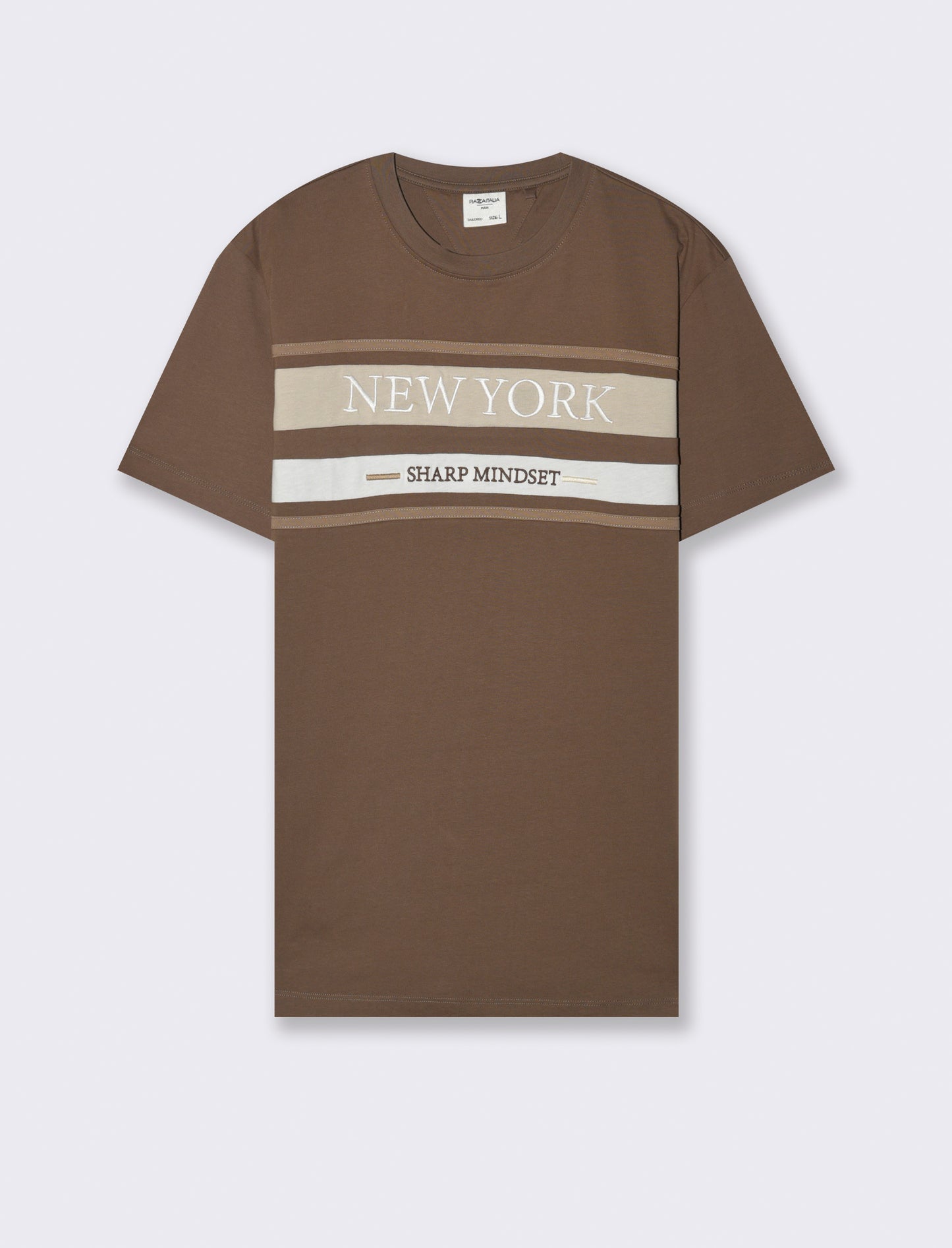 T-shirt con ricamo da uomo - Grigio fango