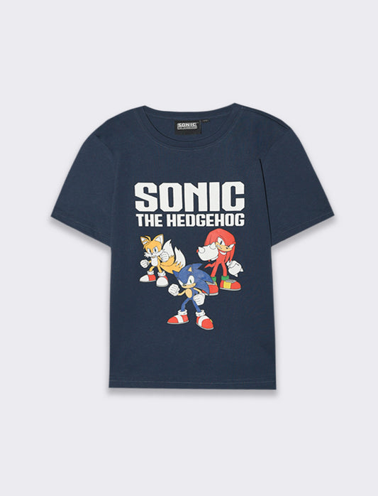 Maglietta con stampa Sonic da bambino - Blu