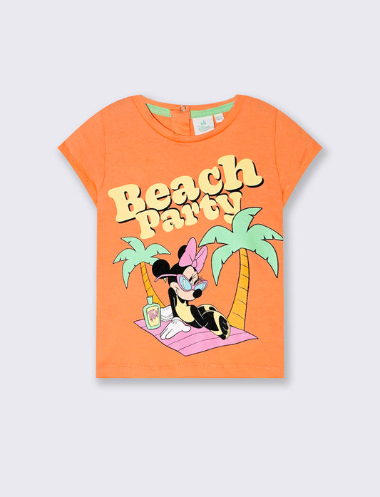 Maglietta stampa Minnie da neonata - Arancio
