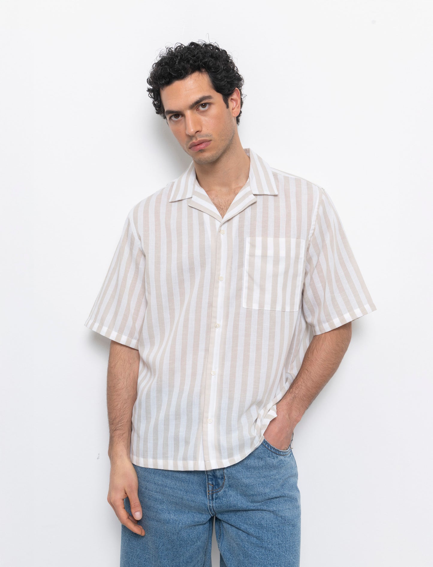 Camicia fantasia a righe da uomo - Grigio ghiaccio
