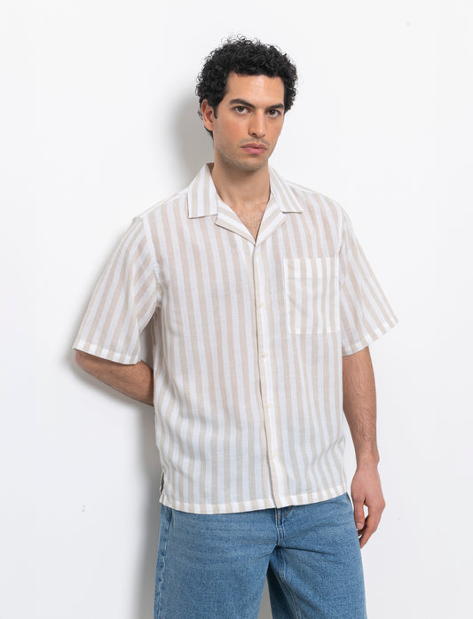 Camicia fantasia a righe da uomo - Grigio ghiaccio