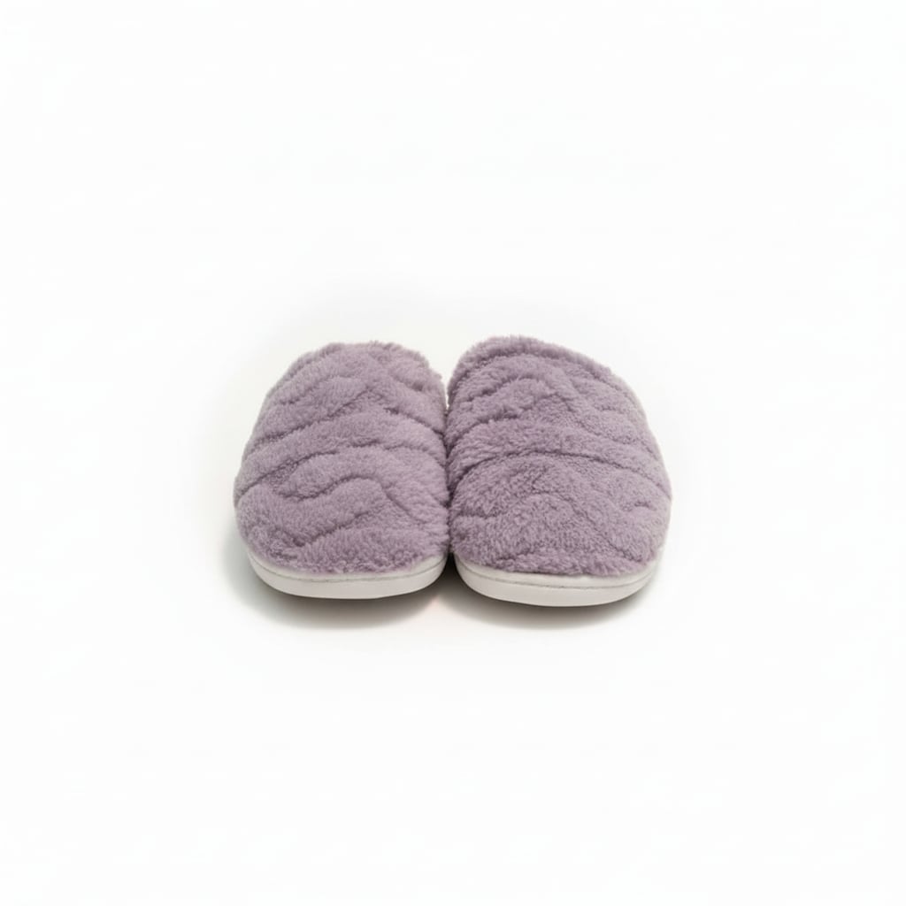 Furry effect slipper with sole - Purple