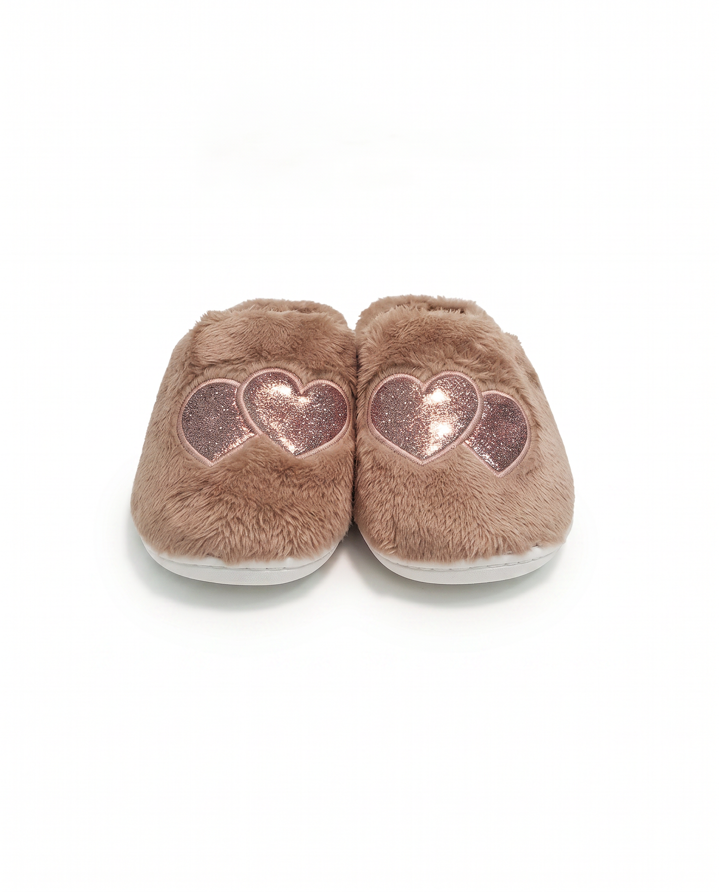 Glitter Heart Slippers - Grey
