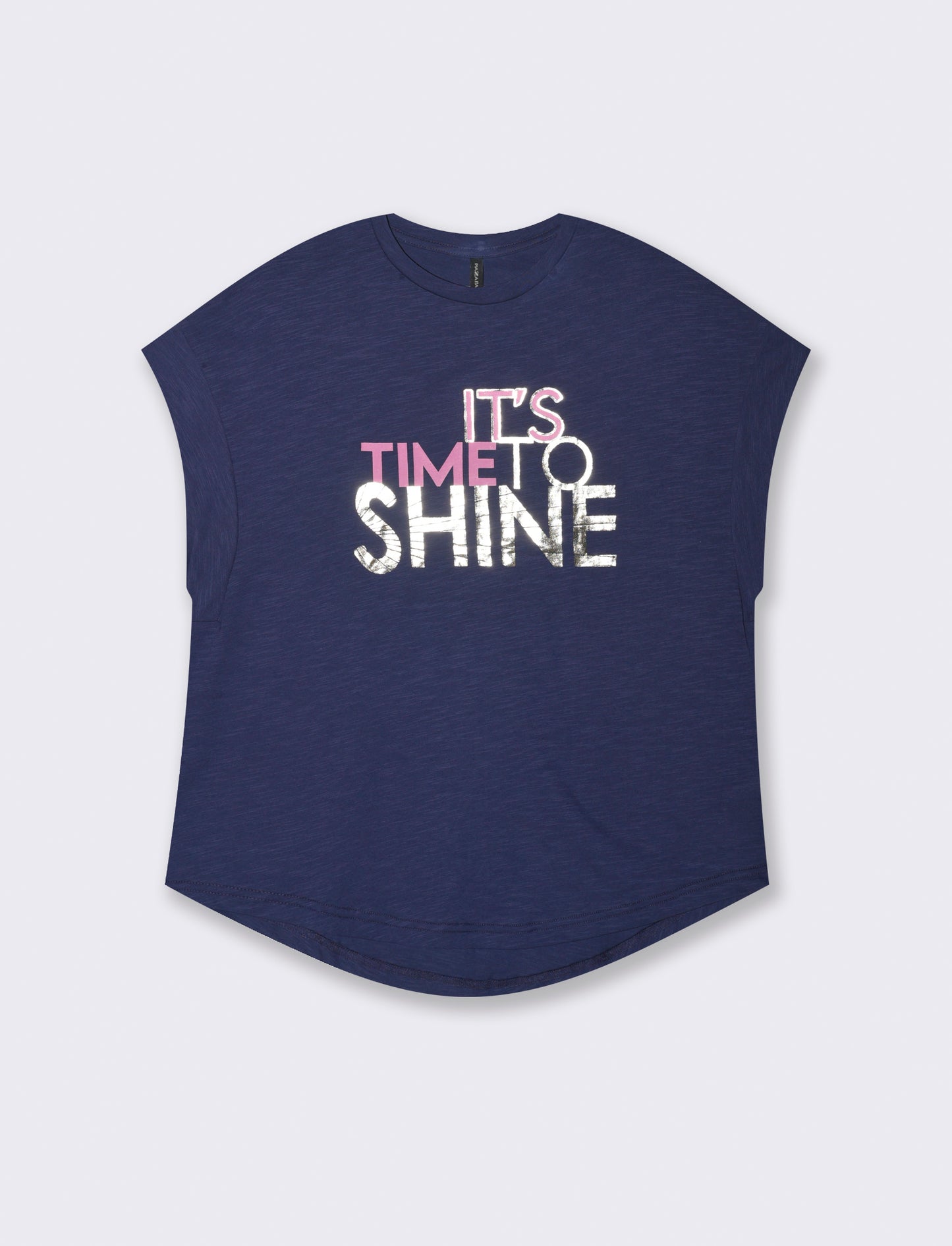 T-SHIRT CON MANICA AD ALETTA - Blu scuro