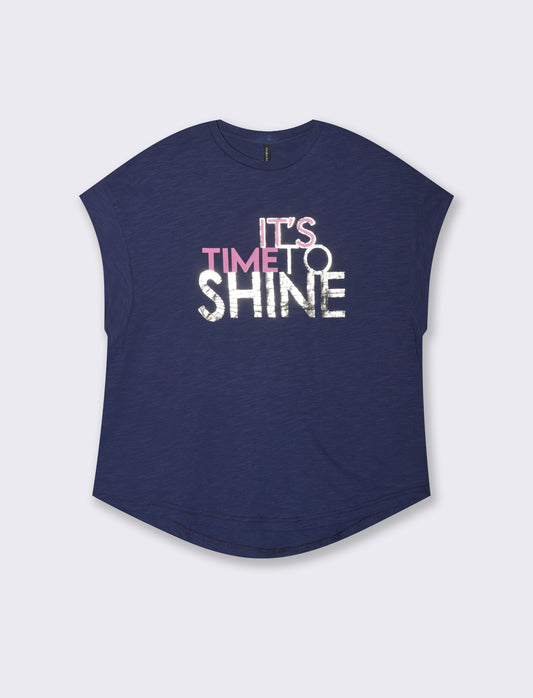 T-SHIRT CON MANICA AD ALETTA - Blu scuro