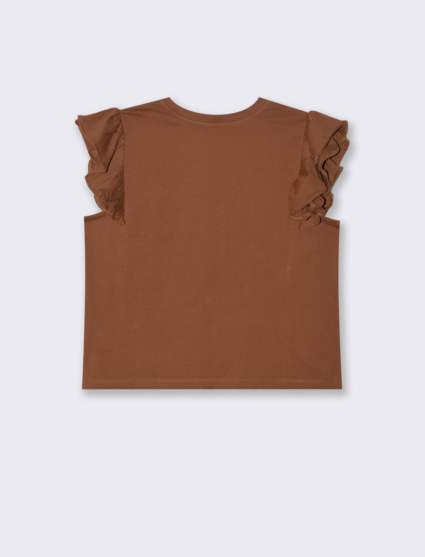 T-SHIRT CON ROUCHES - Marrone tabacco