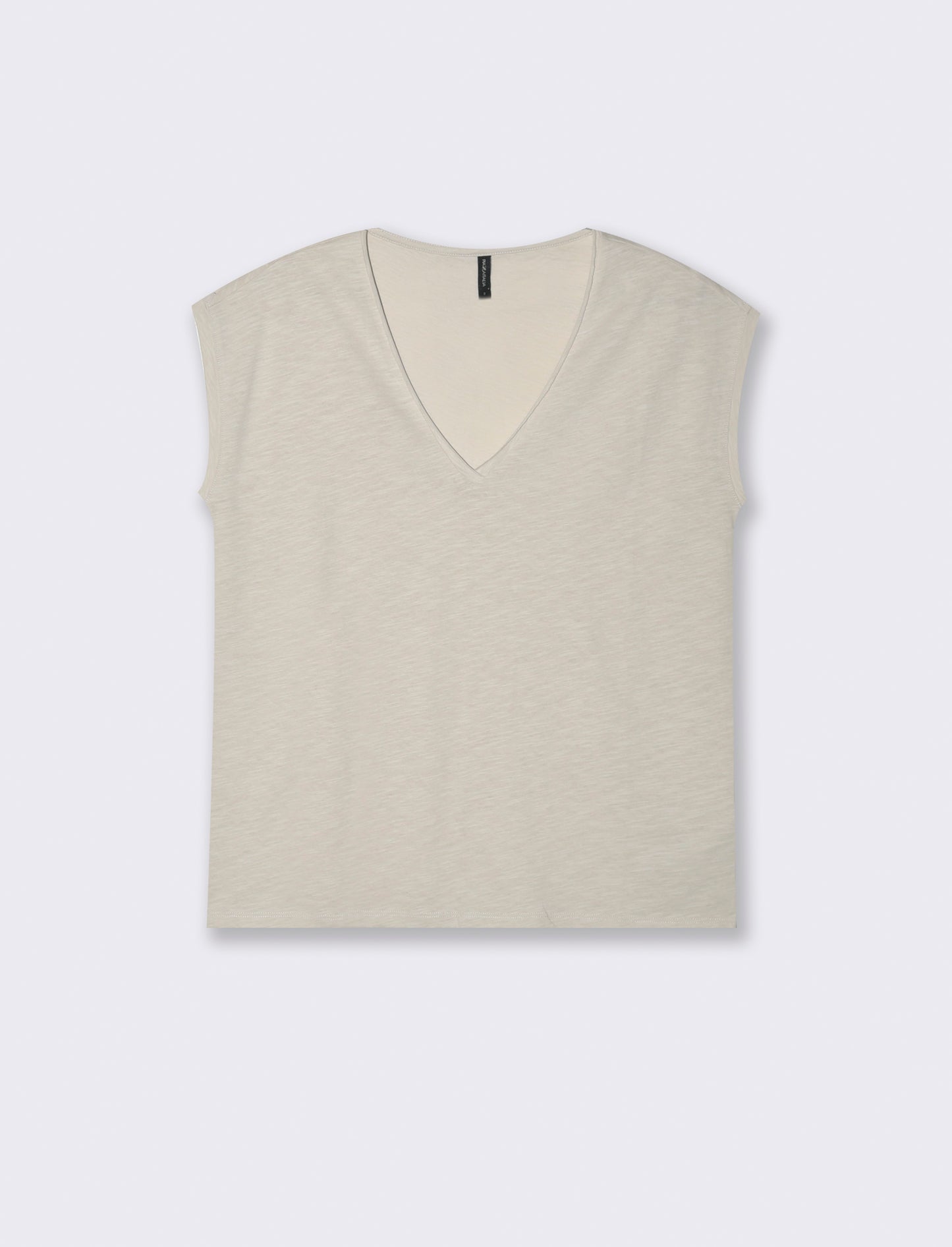 T-SHIRT CON SCOLLO A V - Bianco gesso