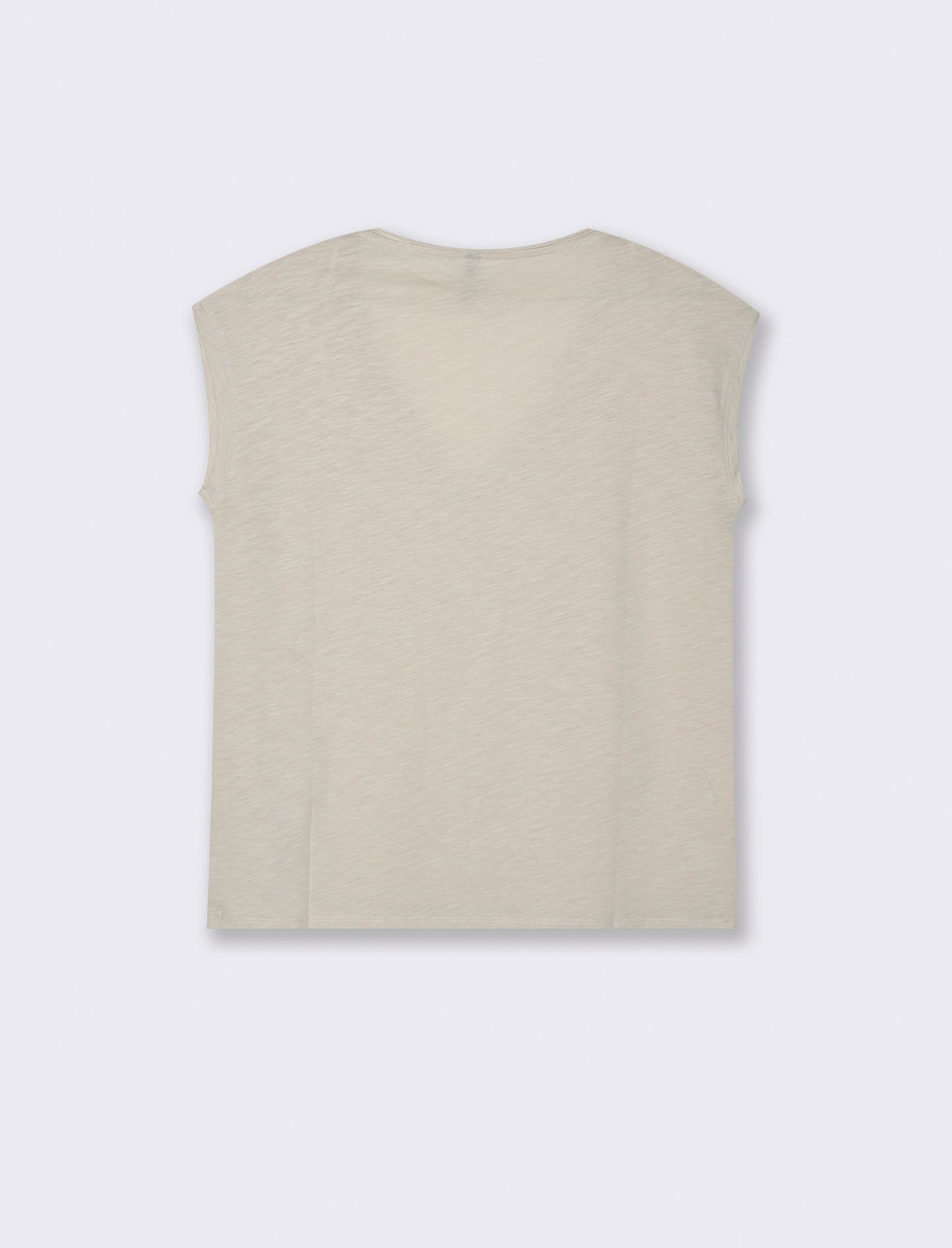 T-SHIRT CON SCOLLO A V - Bianco gesso