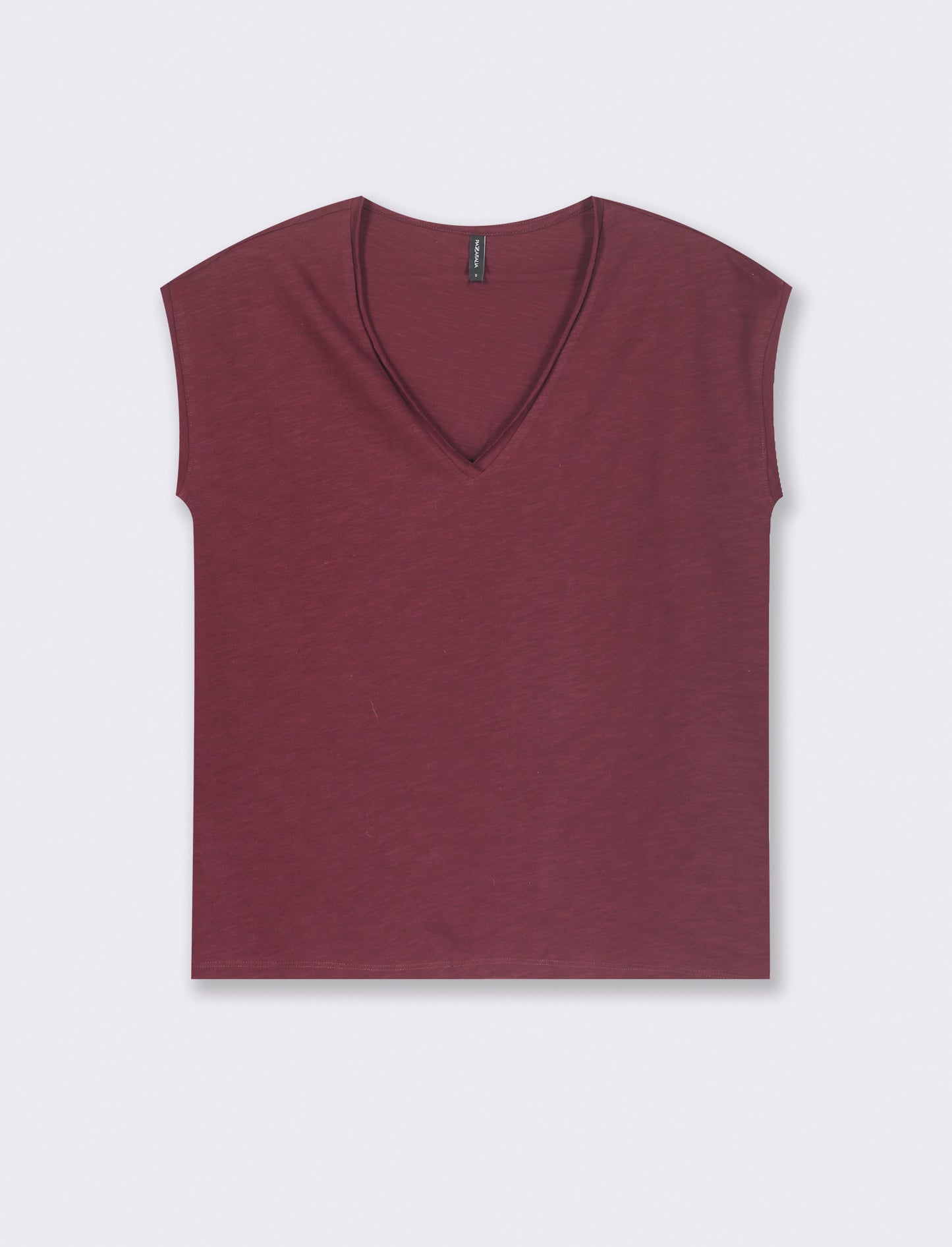 T-SHIRT CON SCOLLO A V - Bordeaux