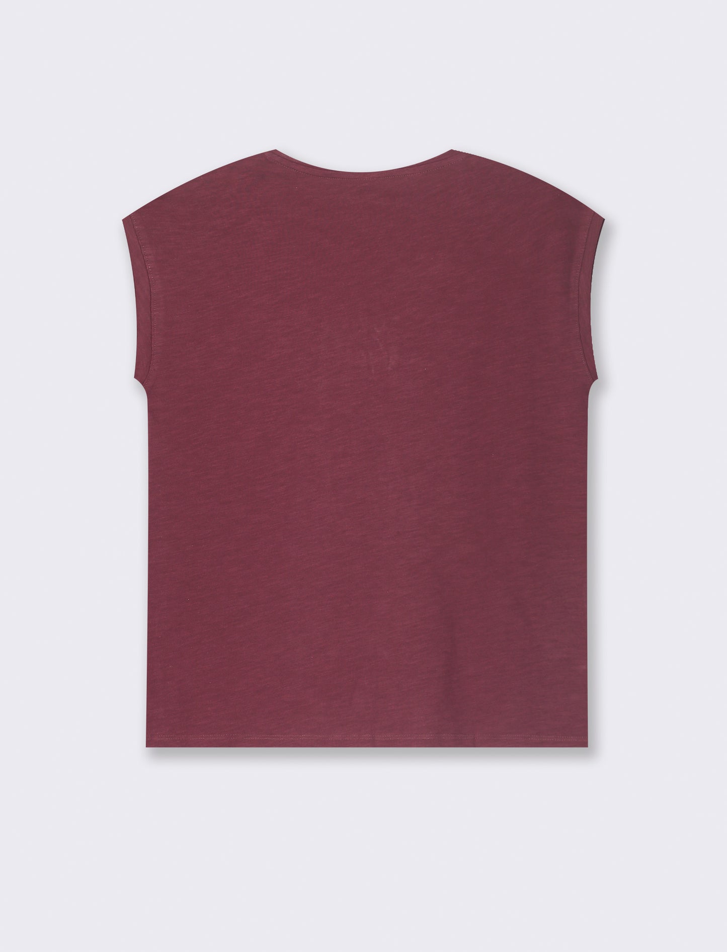 T-SHIRT CON SCOLLO A V - Bordeaux