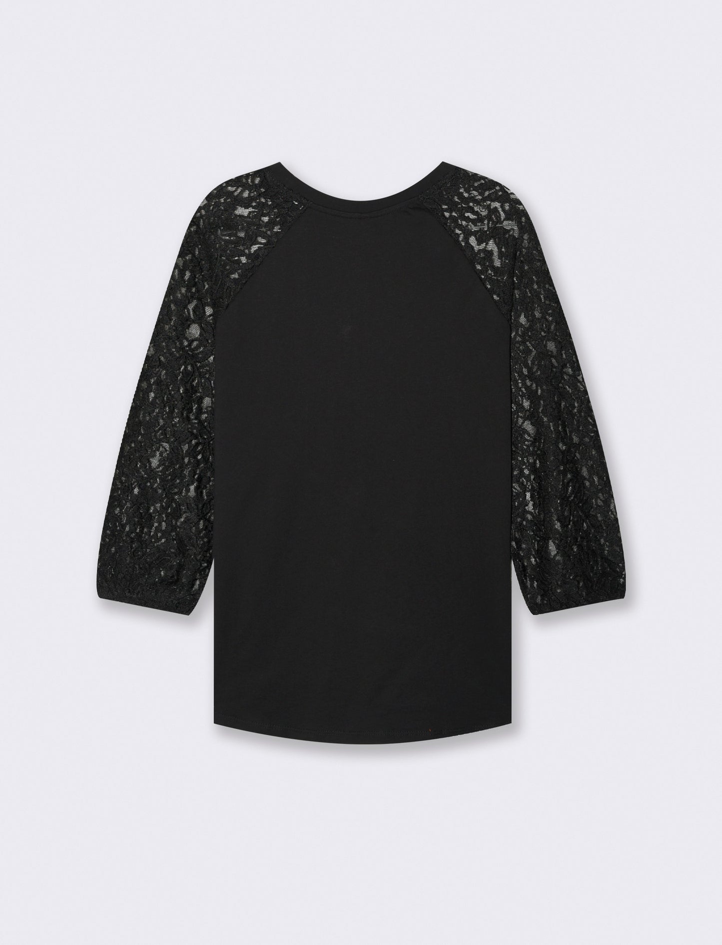 T-SHIRT CON MANICHE IN PIZZO - Nero