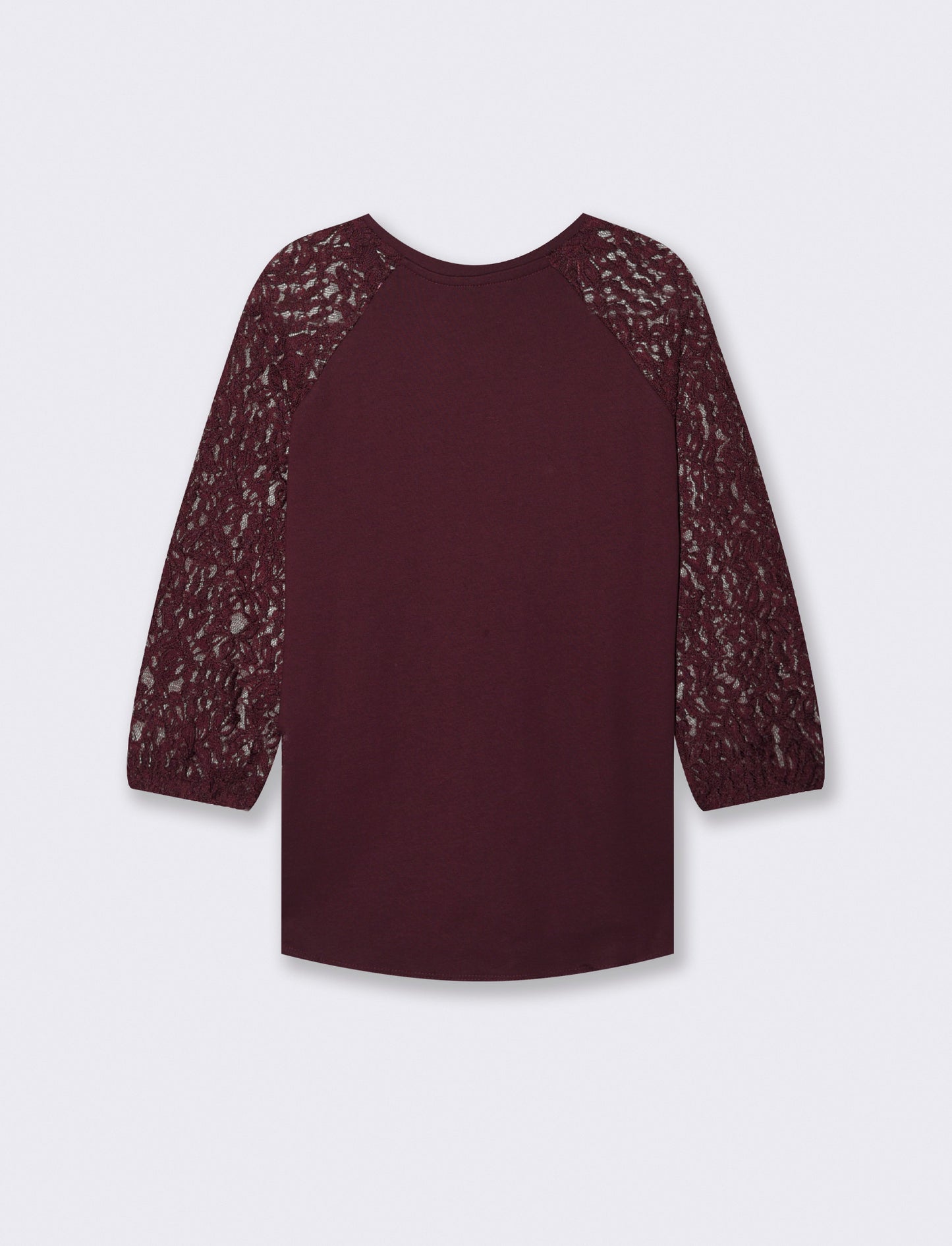 T-SHIRT CON MANICHE IN PIZZO - Bordeaux